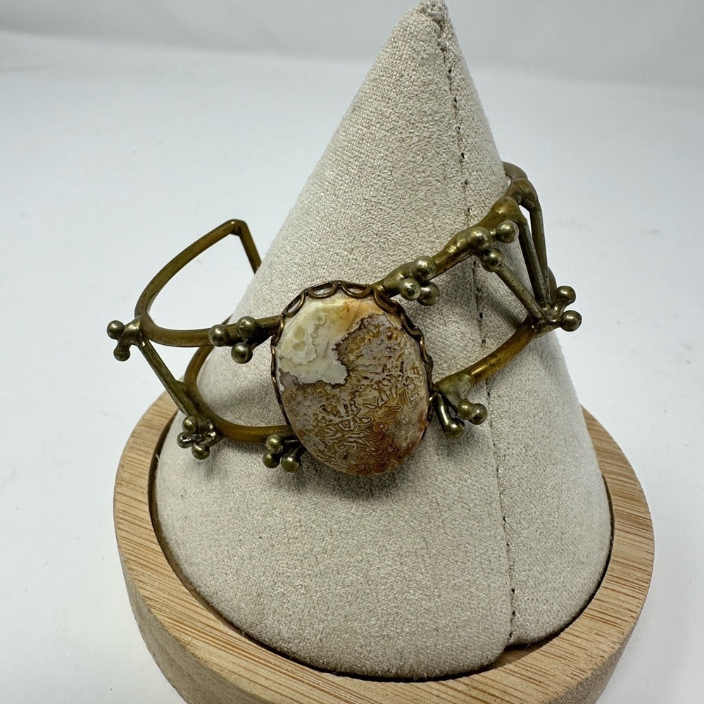 One of a Kind Crazy Lace Agate Artisan Cuff Bracelet